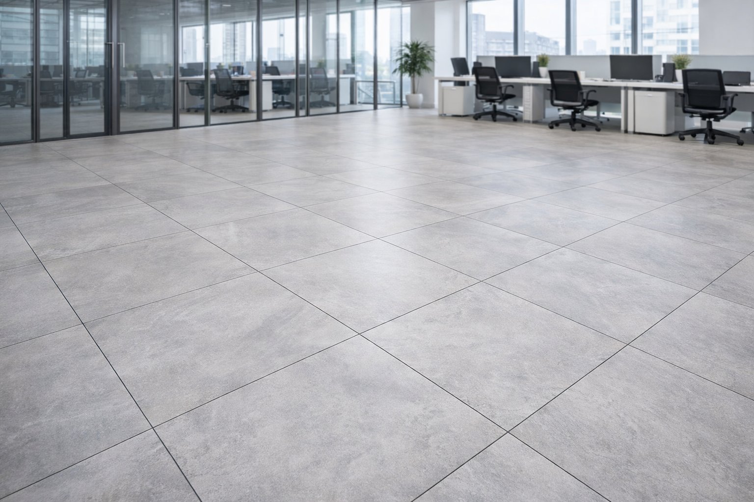 Кейс MiraFloor — рівна плитка в офісному приміщенні